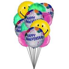 Smiley anniversary balloons (6 Latex Balloons and 6-Mylar Balloons)