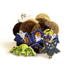Haunted House with Spider, Bat and Ghost Cookies (8 Asst Cookies & 1 Each Ghost, Bat & Spider)