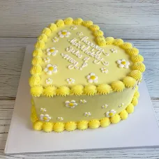 Simple Floral Heart-Shaped Cake