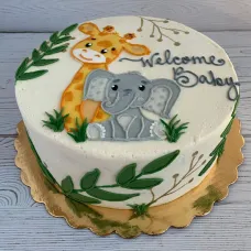 Giraffe and Elephant Cake for Baby Shower