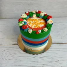 Blue, Red & Green Stripes Celebration Cake
