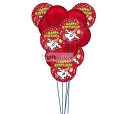 Happy birthday balloons with colour of love (3 Latex and 6 Mylar Balloons)
