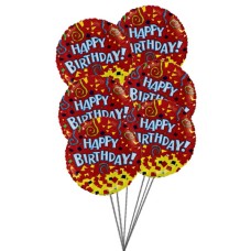 Happy birthday balloons with colour of love (6 Mylar Balloons)