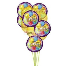 Sparkling Birthday balloons (3 Latex and 6 Mylar Balloons)