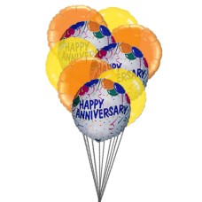 Balloons of wishing happy anniversary (3-Mylar Balloons and 6-Latex Balloons)