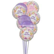 Cheerful anniversary balloons (3 Latex and 6 Mylar Balloons)