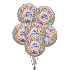 Cheerful anniversary balloons (6 Mylar Balloons)