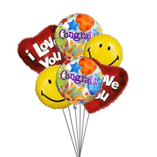 Love and Smile Balloons (6 Mylar Balloons)