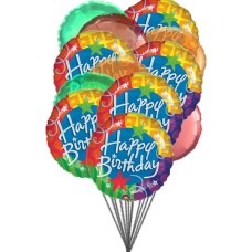 Cheerful happy birthday balloons (6-Mylar and 6-Latex Balloons)