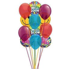 Smile and wish Get well (3 Latex and 6 Mylar Balloons)