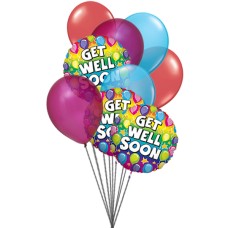 Ready to get well soon balloon (3 Mylar Balloons & 6 Latex Balloons)