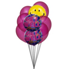 Bunch of smile with Get well Soon Balloons (3 Mylar Balloons & 6 Latex Balloons)