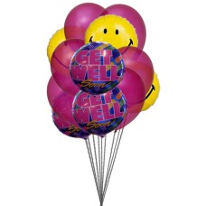 Bunch of smile with Get well Soon Balloons (6-Mylar Balloons and 6-Latex Balloons)