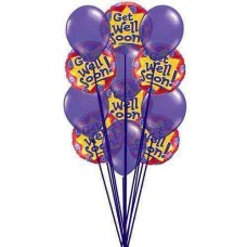 Purply getwell balloons (3 Latex and 6 Mylar Balloons)