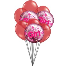 It's a Girl Balloons (3 Mylar Balloons & 6 Latex Balloons)