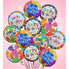 Air-Rangement - Birthday Mylar Balloons (One Dozen & 12 Mylar Balloons)