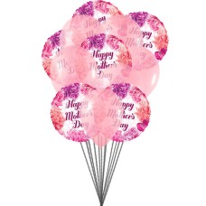 "Mother 's Day Wishes" Balloons Bouquet (6-Mylar Balloons and 6-Latex Balloons)