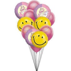Smiley gift for crying baby (6 Mylar and 6 Latex Balloons)