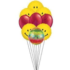 A smileful birthday (3 Latex and 6 Mylar Balloons)