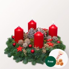 Red Coloured Wreath (Ø 25cm) with 2 Ferrero Rocher