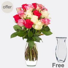 40 Tulips In A Bunch With Premium Vase and 2 Ferrero Rocher