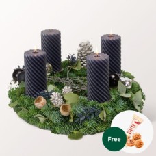 Big Anthracite Coloured Wreath (Ø 40 cm) with 3 Ferrero Giotto