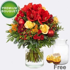 Premium Bouquet GroÃŸe Bescherung with premium vase