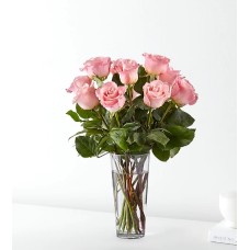 Long Stem Pink Rose Bouquet (Standard - 12 Roses)