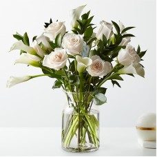 Vision in Ivory Rose and Calla Lily Bouquet