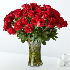 Fifty Long Stem Red Roses with Vase