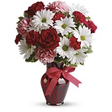 Hugs and Kisses Bouquet with Red Roses (Standard)