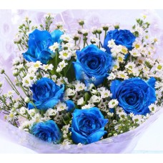 A Bouquet Of Half Dozen Blue Roses