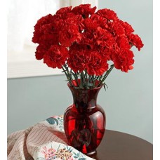 Red Carnations In A Vase