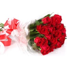 18 Pieces Red Roses In Bouquet