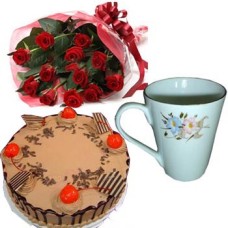 King'S - Half Kg Sugar Free Diabetic Cake With Roses And Mug