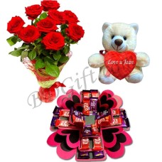 (31) Flowers W/ Teddy & chocolate box