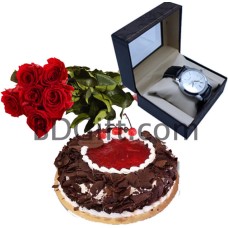 (02) Cake W/ Watch & Roses
