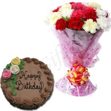 2 pound Shumi's Hot Cake W/ 12 Carnations