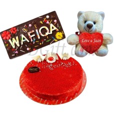 Teddy bear W/ Customized chocolate & Cake