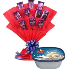 (26) Teddy Bear W/ Carnation Basket & Ferrero Rocher Chocolate