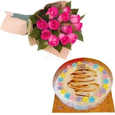 Pink roses and cake