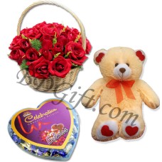 (29) Roses W/ Teddy & Chocolates