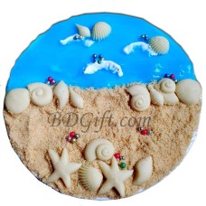 1 Pound Sea-Beach Theme Vanilla Cake