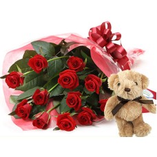 Select Roses And Teddybear