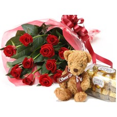 Select Roses And  Teddy And  Chocolate