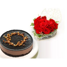 Heart Roses & Belgium Chocolate Moose