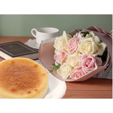 Baked cheese cake & Frill Bouquet White&Pink