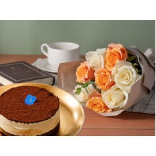 Kilimanjaro coffee tiramisu & Frill Bouquet White&Orange
