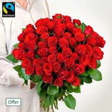 Bunch of 50 Red Fairtrade Roses