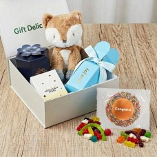 Congratulations Plush Fox Treat Gift Box